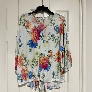 HoneyMe Women's Floral Top With Cute Tie Detail